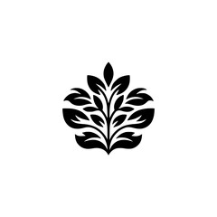 Elegant Black and White Leafy Emblem Design, Minimalist Logo