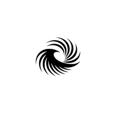 Abstract Black Spiral Logo on White Background