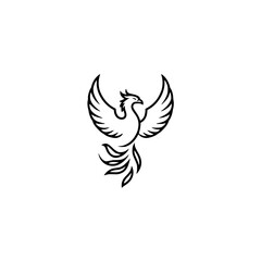 Obraz premium Minimalist Phoenix Line Art Logo on White Background