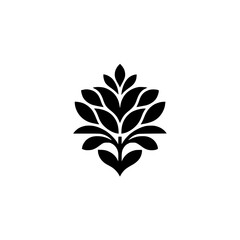 Minimalist Floral Icon: Black Silhouette on White