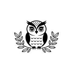 Minimalist Owl Logo: Black and White Nature Icon
