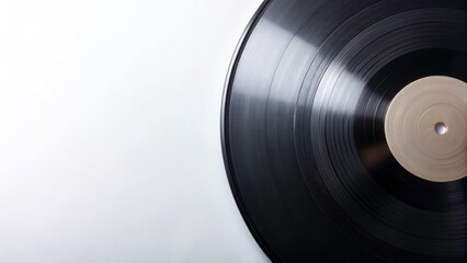 Black Vinyl Record Silhouette Closeup: Isolated Studio Shot, Music, Analog, Retro, Vintage