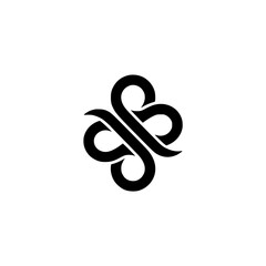 Abstract Black Floral Design on White Background, Minimalist Logo