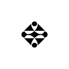 Geometric Emblem: Minimalist Black Shapes on White, Abstract Design