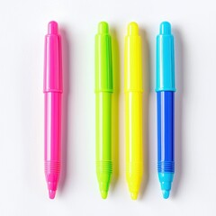 A set of brightly colored highlighter pens