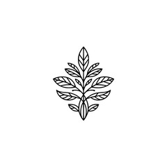 Minimalist Leafy Botanical Logo Design, Black on White, Geometric, Elegant.