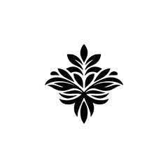 Elegant Black Floral Ornament on White Background