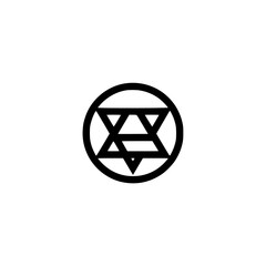 Minimalist Geometric Symbol in Circle, Black & White, Mystical Design
