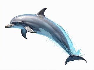 Obraz premium Elegant dolphin in motion, side profile, isolated on white. 
