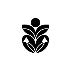 Abstract Eco-Friendly Logo: Plant with Recycling Arrows, Simple and Modern Design