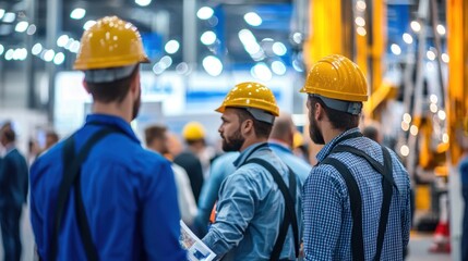 An oil and gas trade show with industry professionals networking and exhibiting new technologies.