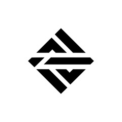 Naklejka premium Geometric Diamond Logo in Minimalist Black and White