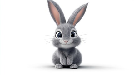 Obraz premium Cute grey bunny rabbit sitting.