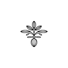 Minimalist Plant Logo: Elegant Black Line Art on White Background