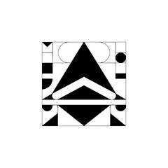 Geometric Abstraction: Black & White Shapes on White Background