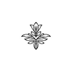 Elegant Black & White Floral Motif: Minimalist Plant Illustration