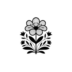 Minimalist Black Floral Design, Scandinavian Style, Vector Illustration