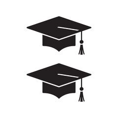 Graduation cap and diploma on white background