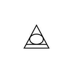 Fototapeta premium Minimalist Geometric Symbol: Triangle, Ellipse, and Line on White