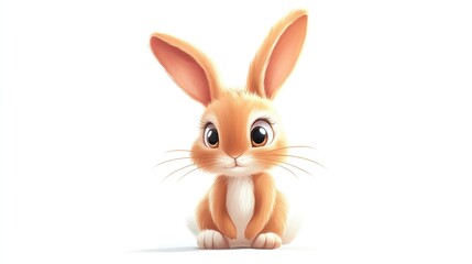 Adorable cartoon bunny rabbit sitting.
