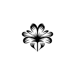 Abstract Black Floral Design on White Background