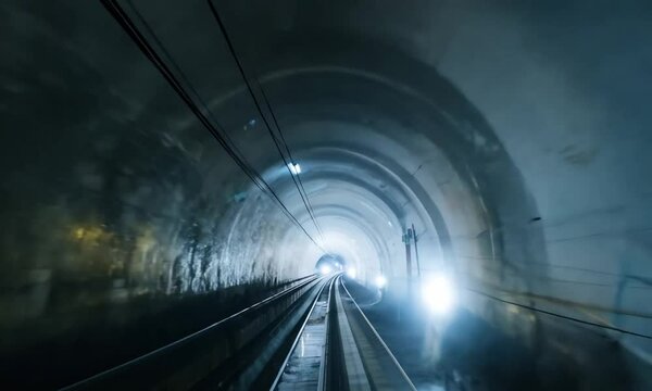 Electric wires in the tunnel with light