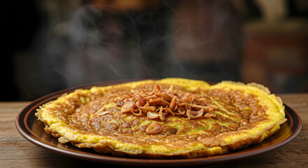 Fried Rice Omelette Dish With Steam