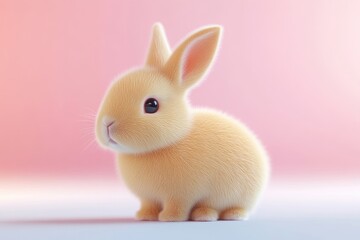 Obraz premium Cute, fluffy, pastel-colored bunny. Soft, detailed fur. Spring, Easter, adorable