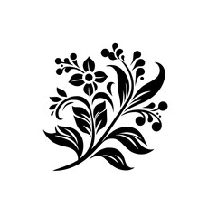 Elegant Floral Vector: Black and White Decorative Element