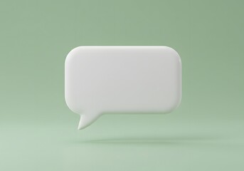 Chat bubble design on a mint green background creating a modern communication theme, 3d illustration. A 3D rendered of a single blank white speech bubble 