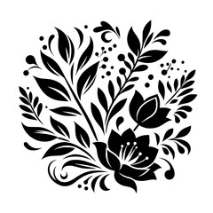 Elegant Black and White Floral Design Element