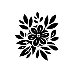 Black and White Floral Illustration - Minimalist Design, Elegance