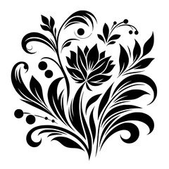 Obraz premium Elegant Black Floral Vector Illustration