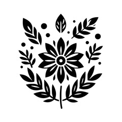 Fototapeta premium Minimalist Black and White Floral Design, Geometric Pattern, Botanical Illustration