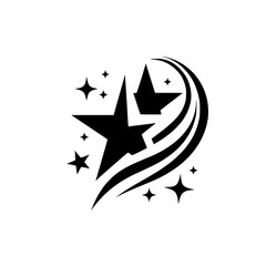 Black Starburst Logo with Swoosh & Sparkling Elements