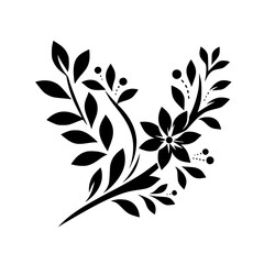 Elegant Black Floral Vector Design on White Background
