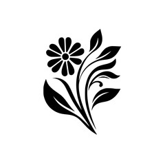 Black & White Floral Silhouette: Decorative Graphic, Minimalist Style