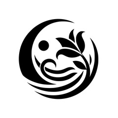 Abstract Floral Yin Yang in Black & White: Harmony & Balance