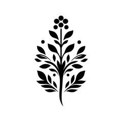 Elegant Black and White Floral Motif, Graphic Design Element