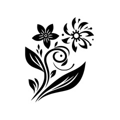 Black Floral Vector Design: Elegant Silhouette for Graphics