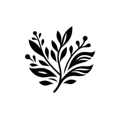 Black & White Leaf Motif Design for Elegant Branding