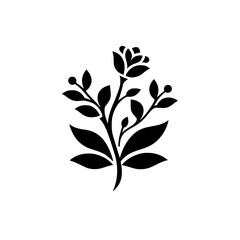Minimalist Black Flower Silhouette on White, Vector Illustration