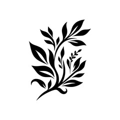 Elegant Black and White Floral Silhouette, Minimalist Design