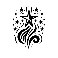 Black Starburst Tattoo Design, Vector Icon, Tribal Graphic, Celestial Art