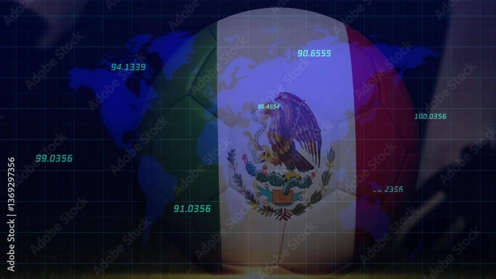 Aufkleber world map with data points and rotating target animation over continents