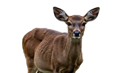 A Curious Doe: Close-up Portrait of a Young Deer