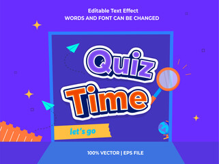 Editable text effect - Quiz Time and Quiz Tips 3d cartoon template style premium vector. Trendy color background	