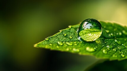 Dewdrop on a Green Leaf: Nature's Tiny Treasure