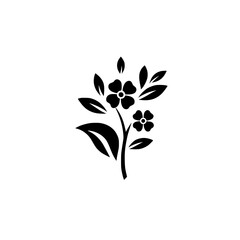 Minimalist Black Flower Illustration on White: Emblem, Logo, Decorative