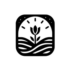 Minimalist Black & White Floral Landscape Logo Design